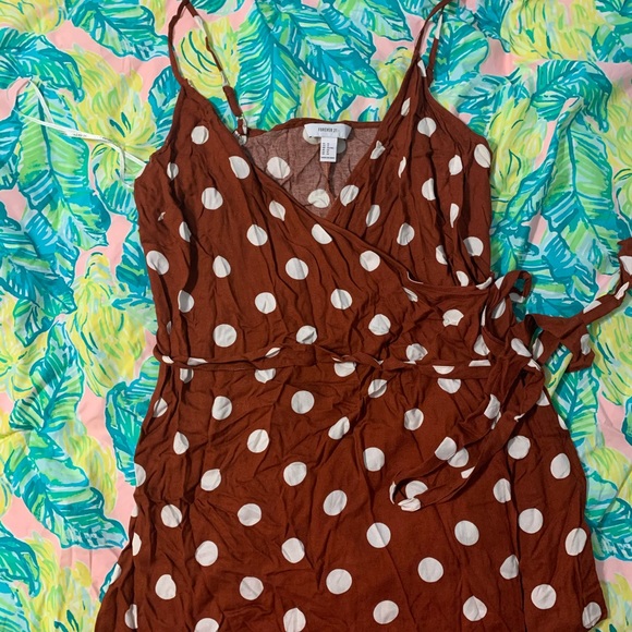 Forever 21 Dresses & Skirts - Rust colored polka dot wrap dress